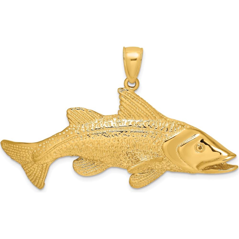 14K Yellow Gold Large Textured Snook Redfish Pendant by Oro Pregiato