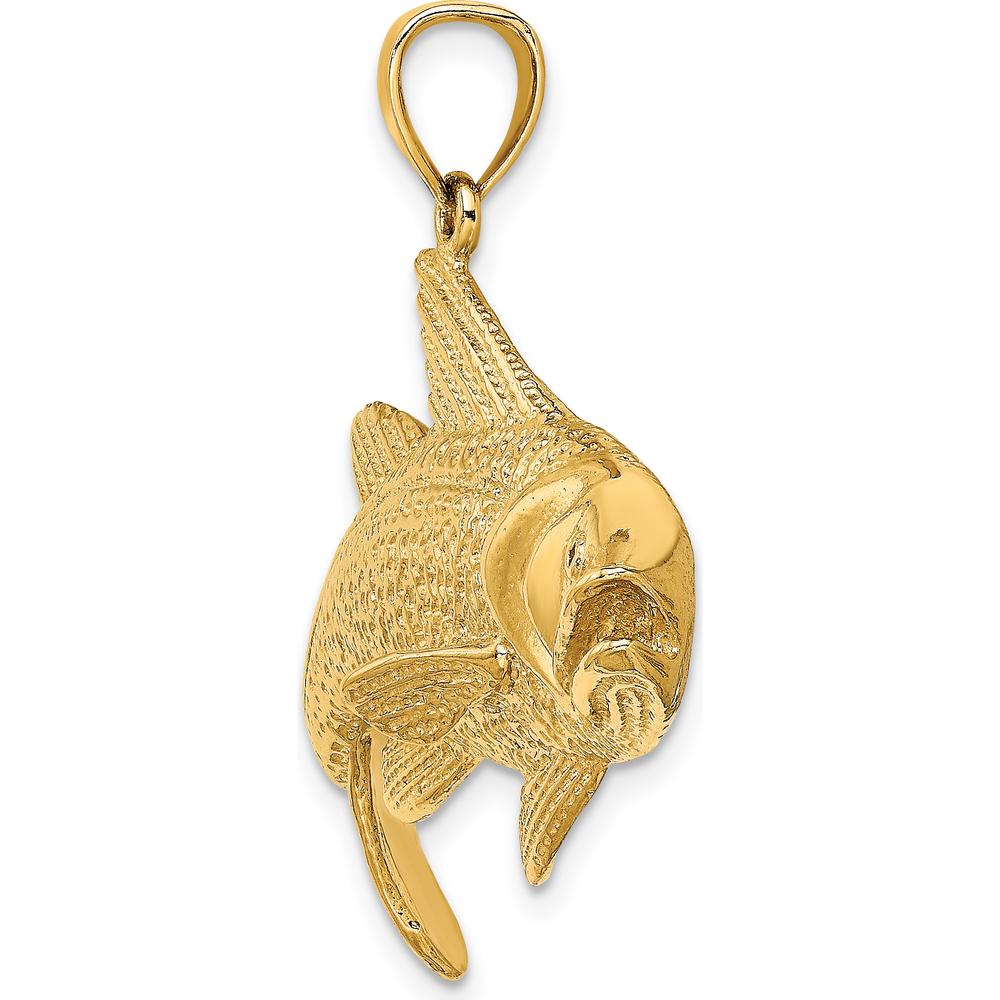 14K Yellow Gold Large Textured Snook Redfish Pendant by Oro Pregiato