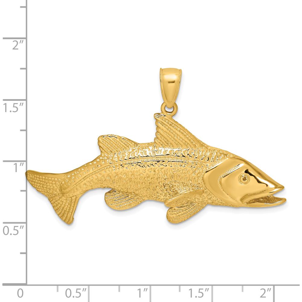14K Yellow Gold Large Textured Snook Redfish Pendant by Oro Pregiato