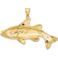 14K Yellow Gold Large Textured Snook Redfish Pendant by Oro Pregiato