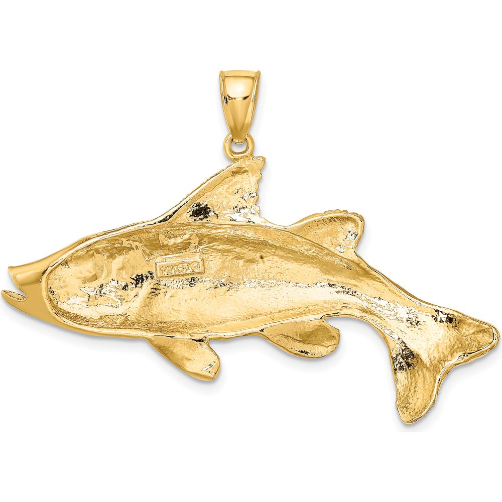 14K Yellow Gold Large Textured Snook Redfish Pendant by Oro Pregiato
