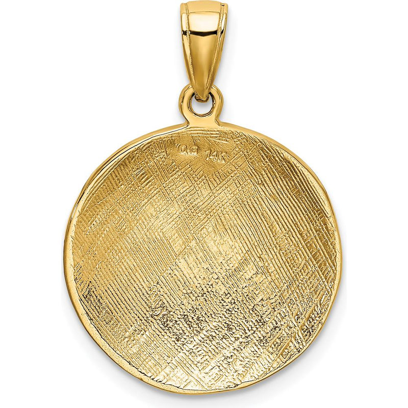 14K Yellow Gold Large Textured Soccer Ball Pendant with Polished Finish - 25mm x 18mm by Oro Pregiato