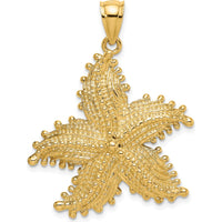 14K Yellow Gold Large Textured Starfish Pendant Charm by Oro Pregiato