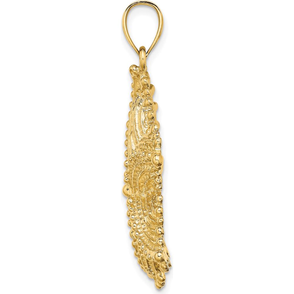 14K Yellow Gold Large Textured Starfish Pendant Charm by Oro Pregiato