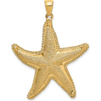 14K Yellow Gold Large Textured Starfish Pendant Charm by Oro Pregiato