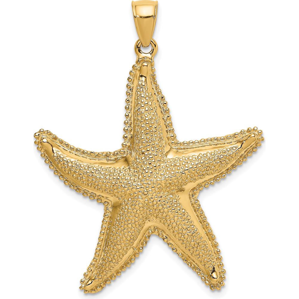 14K Yellow Gold Large Textured Starfish Pendant Charm by Oro Pregiato