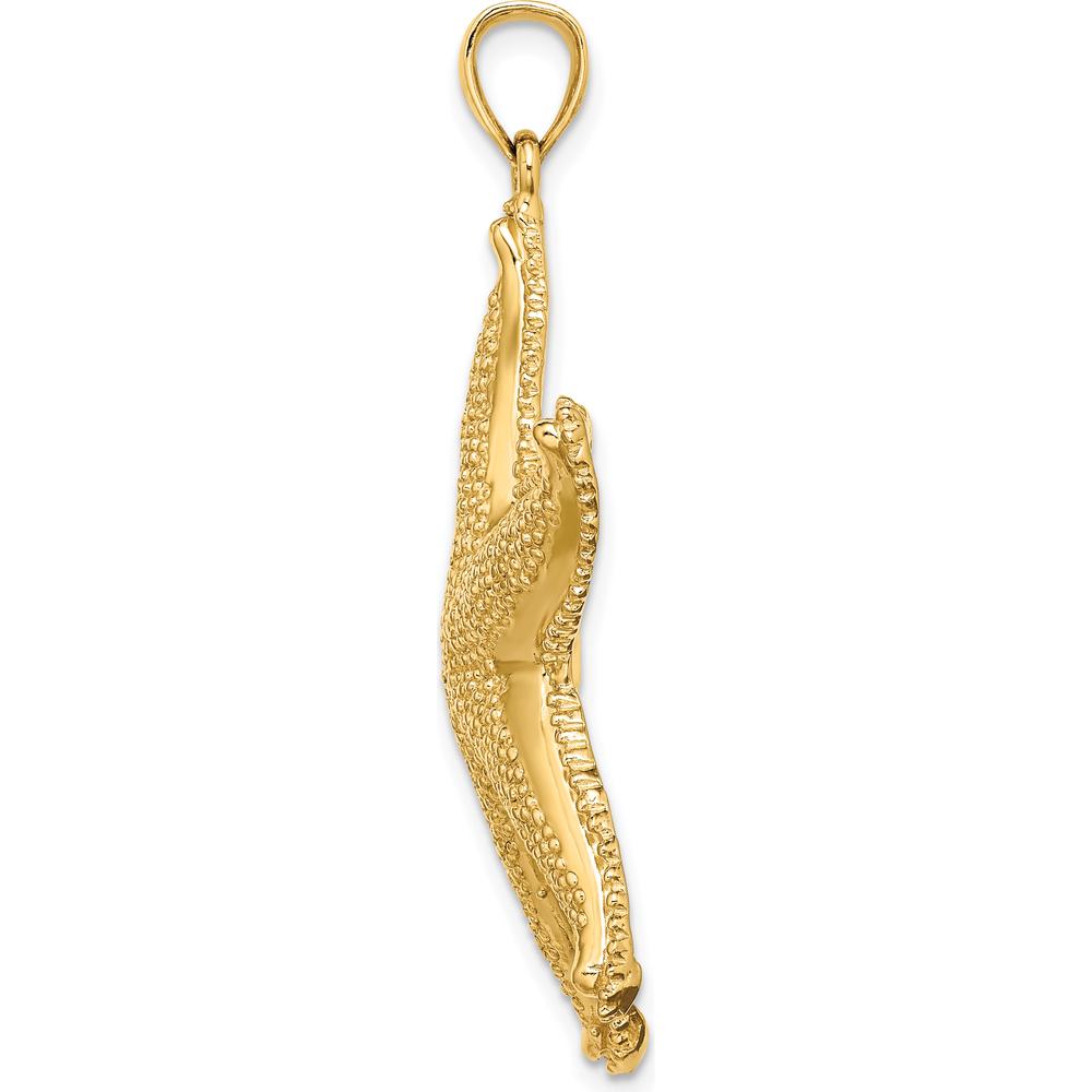14K Yellow Gold Large Textured Starfish Pendant Charm by Oro Pregiato