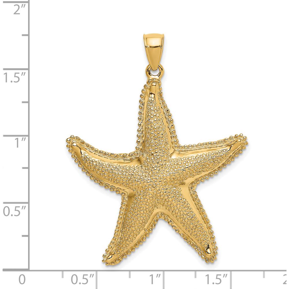 14K Yellow Gold Large Textured Starfish Pendant Charm by Oro Pregiato