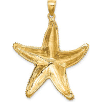 14K Yellow Gold Large Textured Starfish Pendant Charm by Oro Pregiato