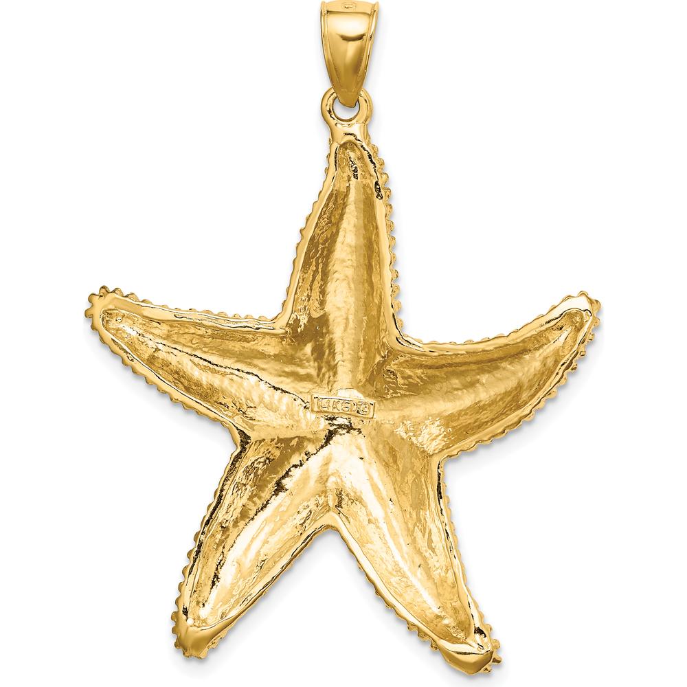 14K Yellow Gold Large Textured Starfish Pendant Charm by Oro Pregiato