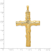 14K Yellow Gold Large Tree Textured Cross Pendant - 58.5mm Length by Oro Pregiato