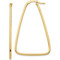 14K Yellow Gold Large Triangle Dangle Hoop Earrings - Polished Finish by 0