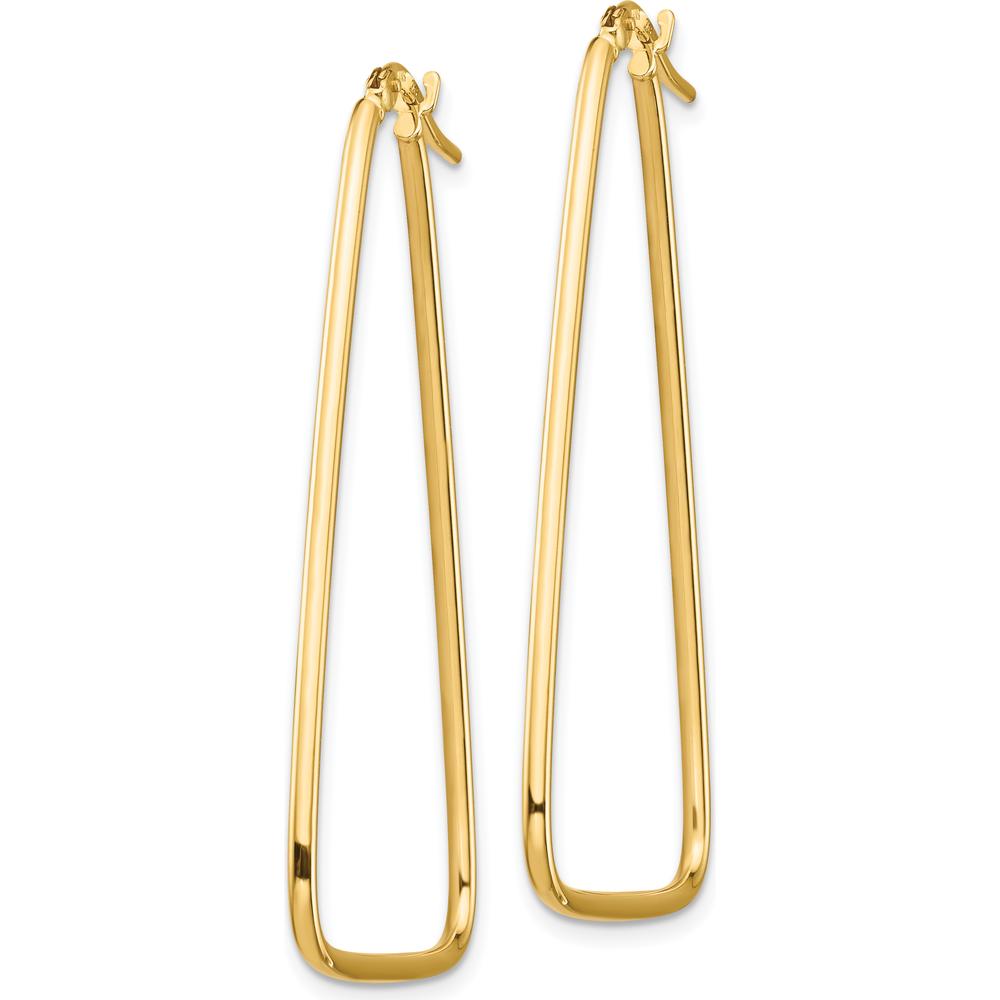 14K Yellow Gold Large Triangle Dangle Hoop Earrings - Polished Finish by 0