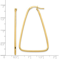 14K Yellow Gold Large Triangle Dangle Hoop Earrings - Polished Finish by 0