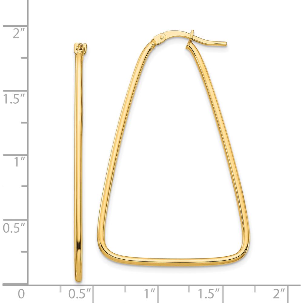 14K Yellow Gold Large Triangle Dangle Hoop Earrings - Polished Finish by 0