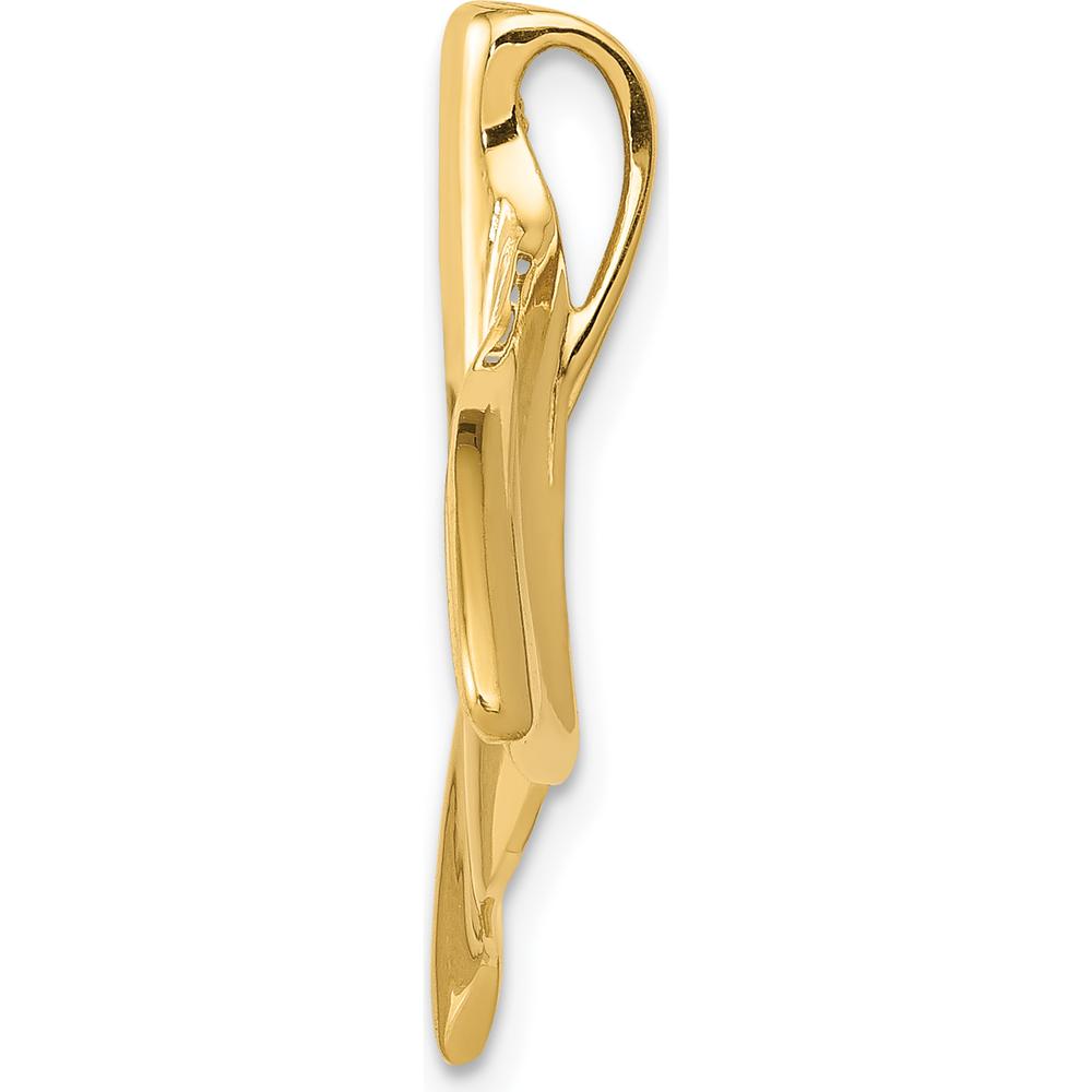 14K Yellow Gold Large Whale Tail Slide Pendant 23.25mm Length by Oro Pregiato