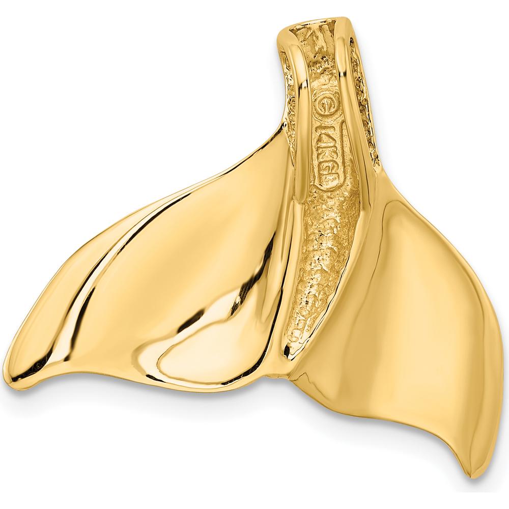 14K Yellow Gold Large Whale Tail Slide Pendant 23.25mm Length by Oro Pregiato