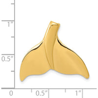 14K Yellow Gold Large Whale Tail Slide Pendant 23.25mm Length by Oro Pregiato