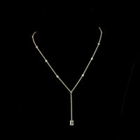 14K Yellow Gold Lariat Necklace with 1.01 Carat Emerald Cut Lab Diamond and 0.41 Carat Round Diamond Accents - GIA Certified - Covaloro Fine Jewelry