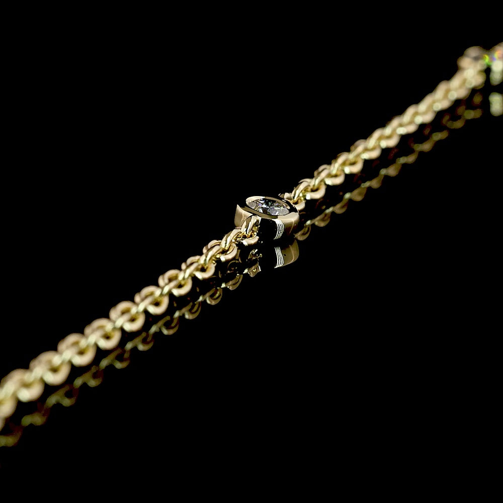 14K Yellow Gold Lariat Necklace with 1.01 Carat Emerald Cut Lab Diamond and 0.41 Carat Round Diamond Accents - GIA Certified - Covaloro Fine Jewelry