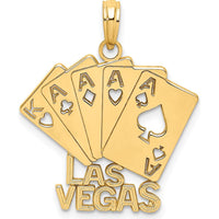 14K Yellow Gold LAS VEGAS Playing Cards Charm with Polished Finish by Oro Pregiato