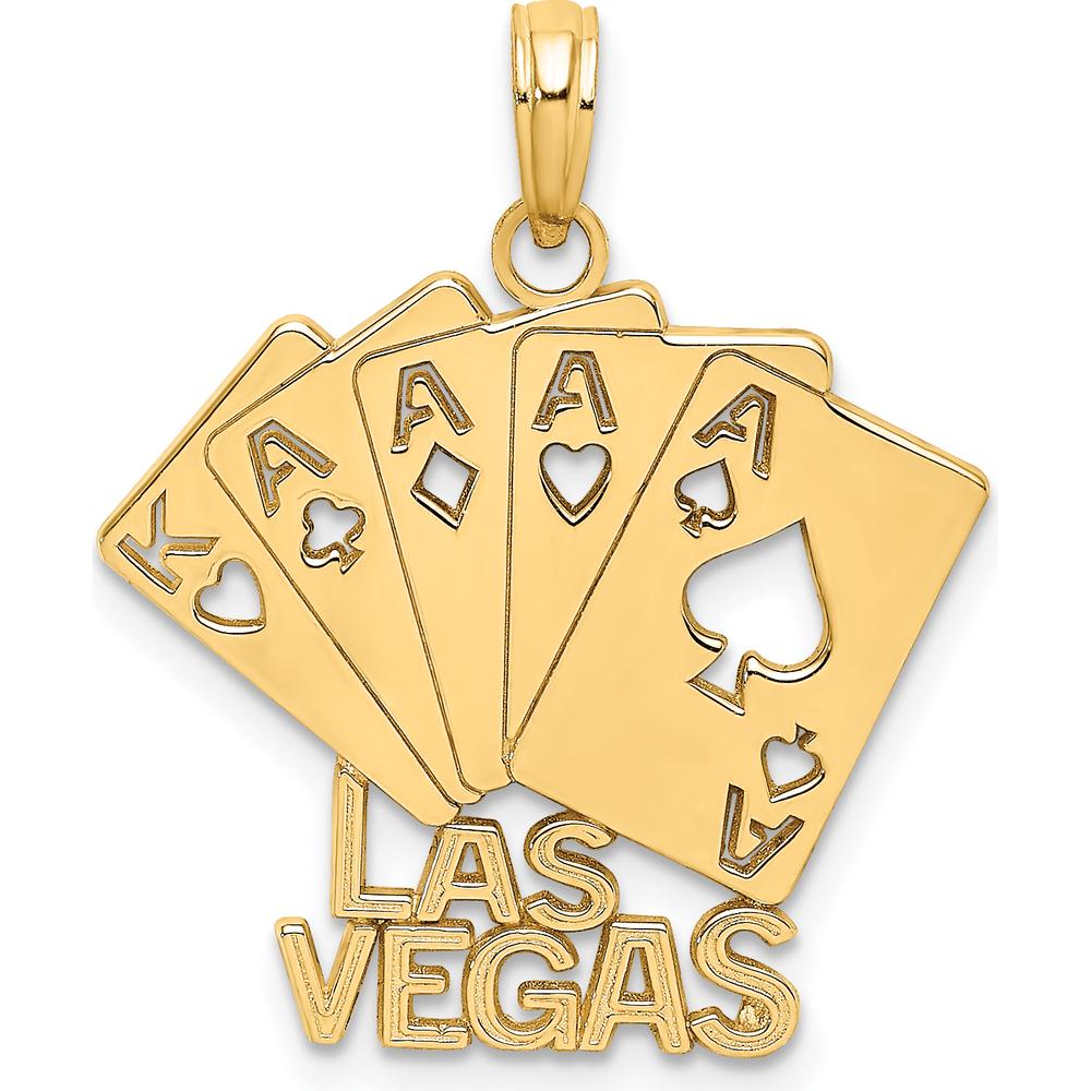 14K Yellow Gold LAS VEGAS Playing Cards Charm with Polished Finish by Oro Pregiato