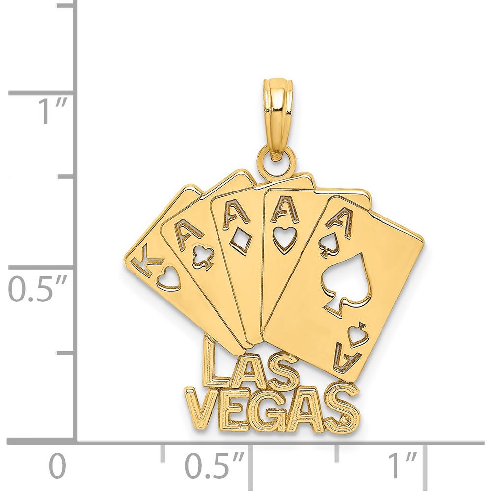 14K Yellow Gold LAS VEGAS Playing Cards Charm with Polished Finish by Oro Pregiato
