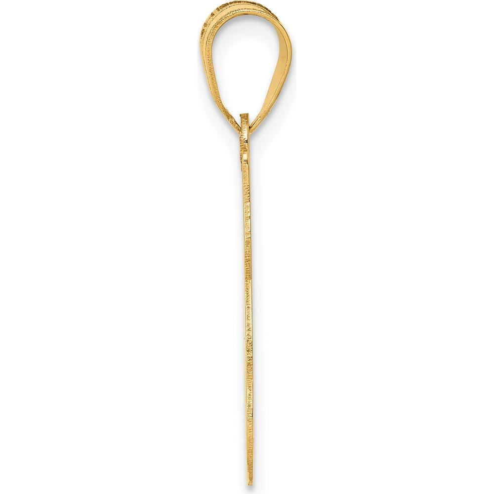 14K Yellow Gold Laser-Cut Cat with Heart Charm Pendant - 16.5mm x 12.75mm by Oro Pregiato