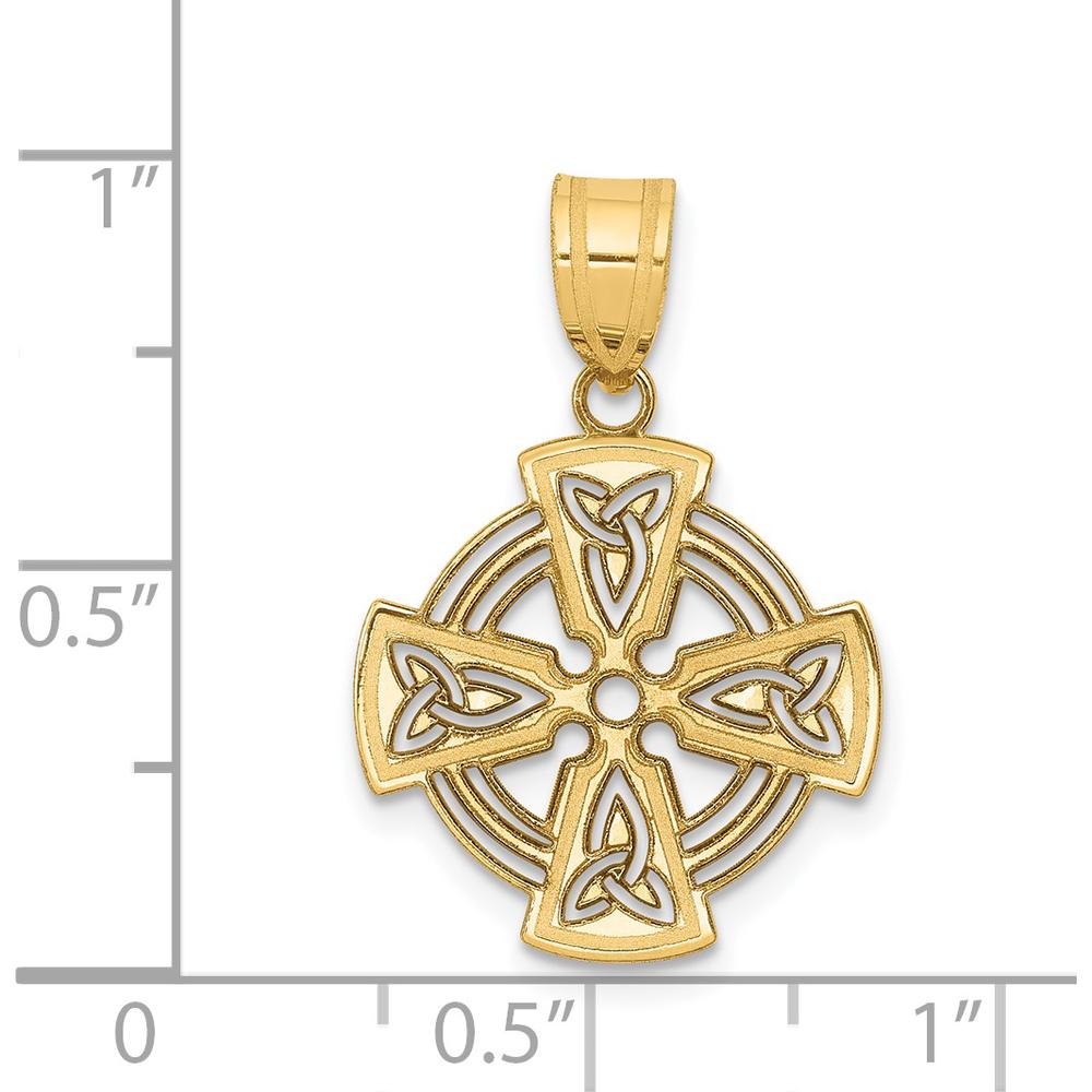 14K Yellow Gold Laser-Cut Celtic Cross Charm with Polished Finish by Oro Pregiato