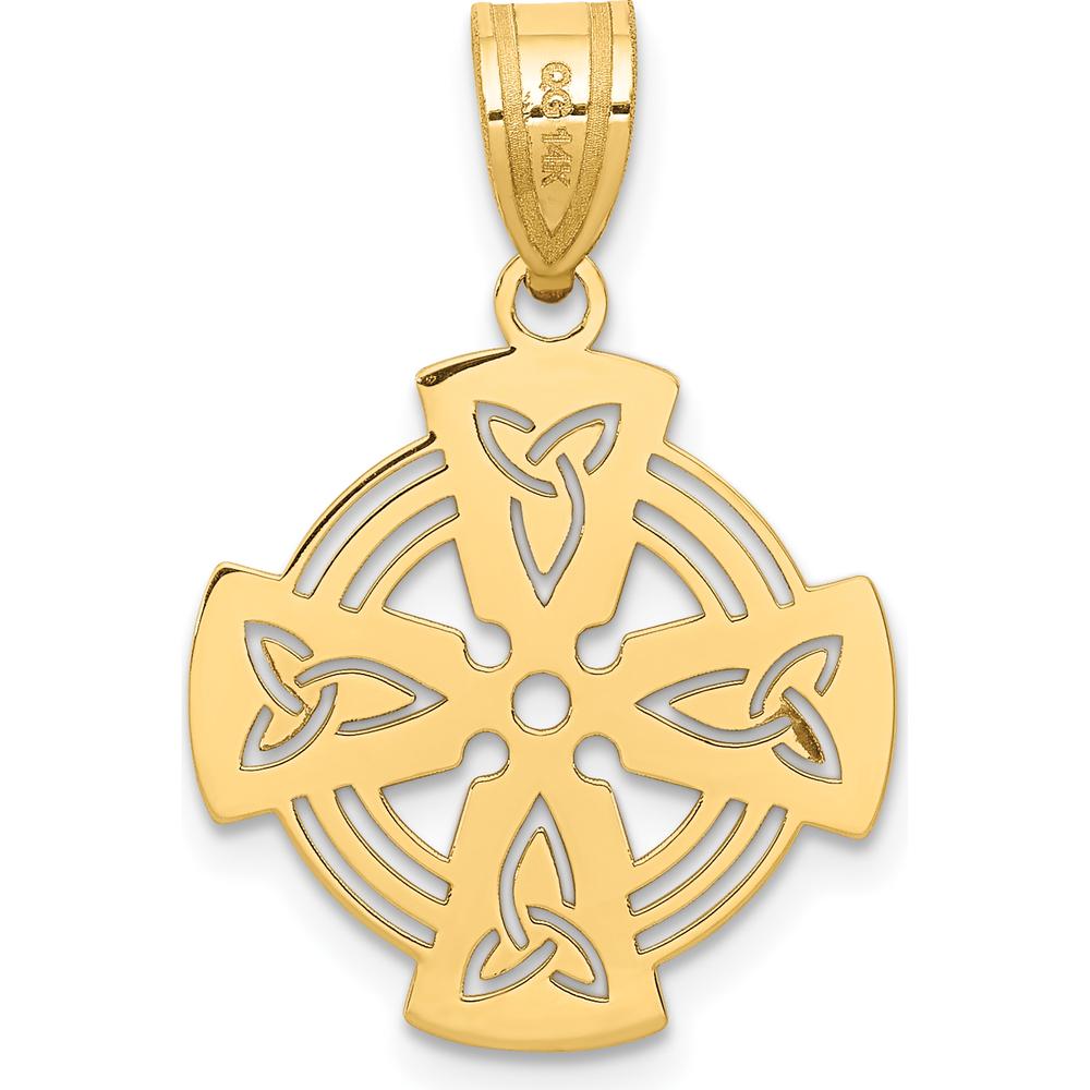 14K Yellow Gold Laser-Cut Celtic Cross Charm with Polished Finish by Oro Pregiato