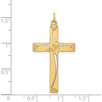 14K Yellow Gold Laser-Cut Cross Charm Pendant - 39mm Length by Oro Pregiato