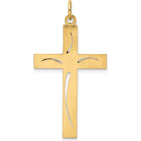 14K Yellow Gold Laser-Cut Cross Charm Pendant - 39mm Length by Oro Pregiato