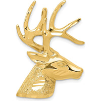 14K Yellow Gold Laser Cut Deer Head Omega Slide Pendant by Oro Pregiato