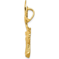 14K Yellow Gold Laser Cut Deer Head Omega Slide Pendant by Oro Pregiato