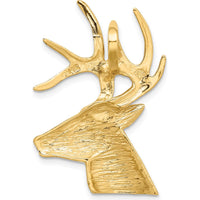 14K Yellow Gold Laser Cut Deer Head Omega Slide Pendant by Oro Pregiato