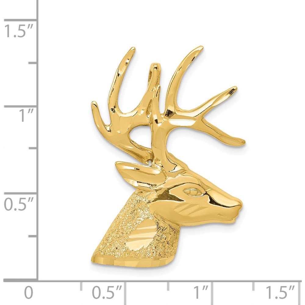 14K Yellow Gold Laser Cut Deer Head Omega Slide Pendant by Oro Pregiato