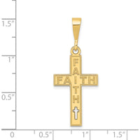 14K Yellow Gold Laser Cut FAITH Cross Pendant - 37.6mm Length by Oro Pregiato