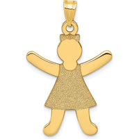 14K Yellow Gold Laser Cut Girl Charm Pendant - 34mm Length