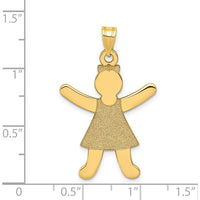 14K Yellow Gold Laser Cut Girl Charm Pendant - 34mm Length