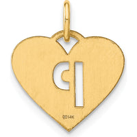 14K Yellow Gold Laser Cut Heart-Shaped "P" Initial Charm - 13.86mm x 15.48mm by Oro Pregiato
