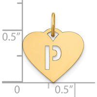 14K Yellow Gold Laser Cut Heart-Shaped "P" Initial Charm - 13.86mm x 15.48mm by Oro Pregiato