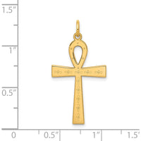 14K Yellow Gold Laser Designed Ankh Cross Pendant - 32mm Length by Oro Pregiato
