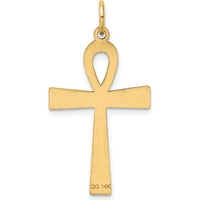 14K Yellow Gold Laser Designed Ankh Cross Pendant - 32mm Length by Oro Pregiato