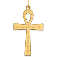14K Yellow Gold Laser Designed Ankh Cross Pendant - 39mm x 22mm by Oro Pregiato