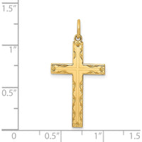 14K Yellow Gold Laser Designed Cross Pendant - 32mm Length by Oro Pregiato