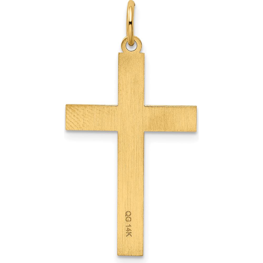 14K Yellow Gold Laser Designed Cross Pendant - 32mm Length by Oro Pregiato