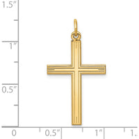 14K Yellow Gold Laser Designed Cross Pendant - 32mm Length by Oro Pregiato
