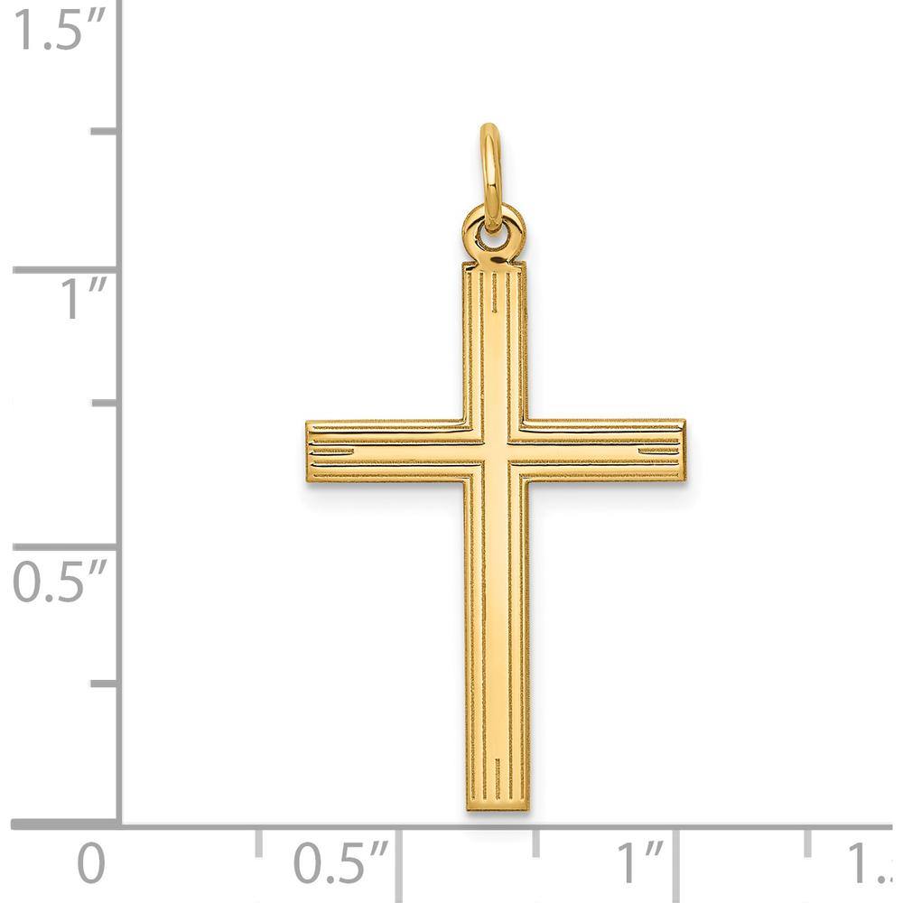 14K Yellow Gold Laser Designed Cross Pendant - 32mm Length by Oro Pregiato