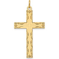 14K Yellow Gold Laser-Designed Cross Pendant - 40mm Length by Oro Pregiato