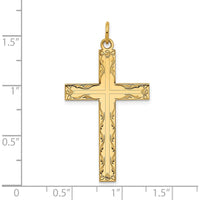 14K Yellow Gold Laser-Designed Cross Pendant - 40mm Length by Oro Pregiato